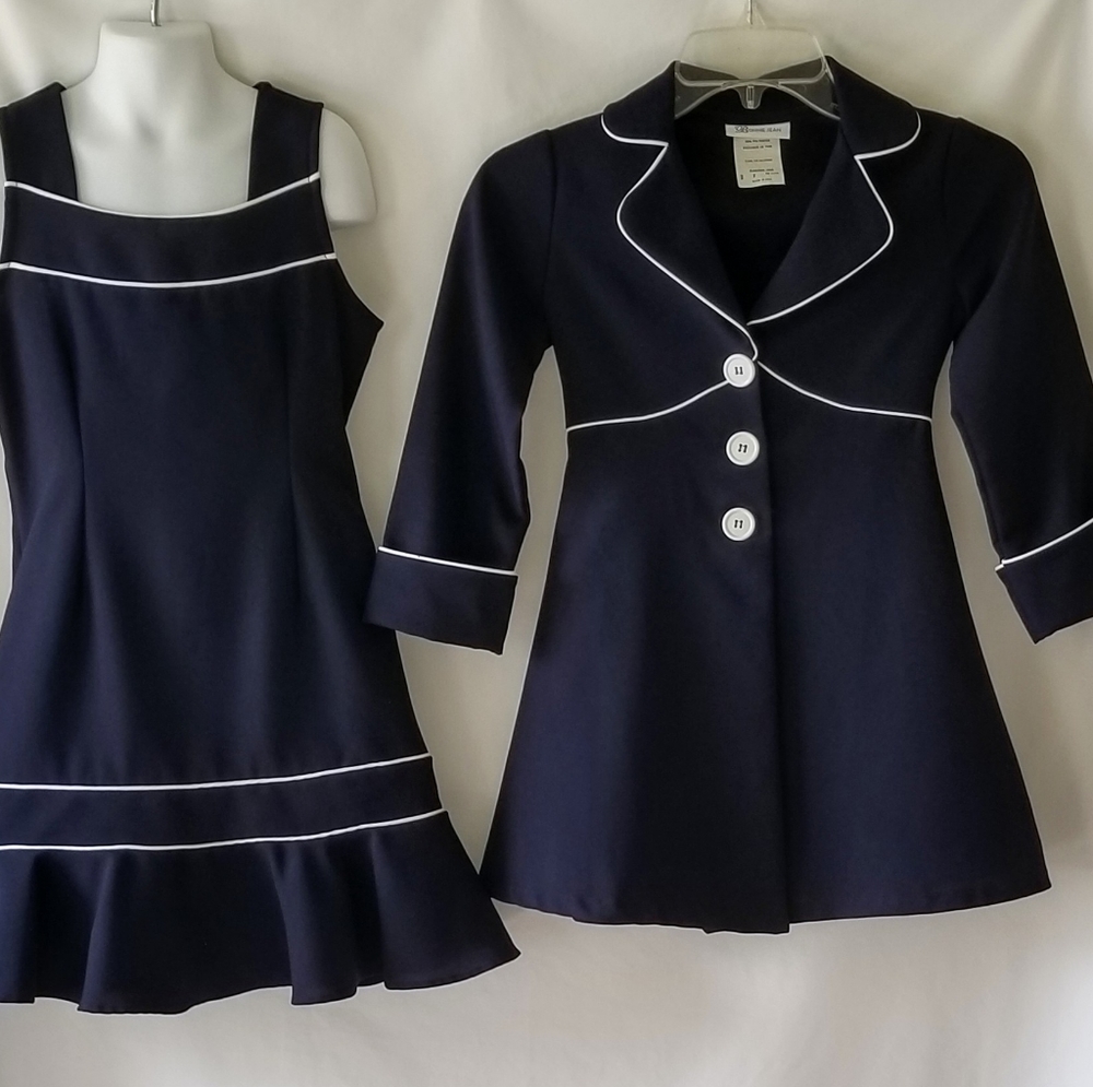 Nautical Dress & Jacket Girls 7 Navy Bonnie Jean